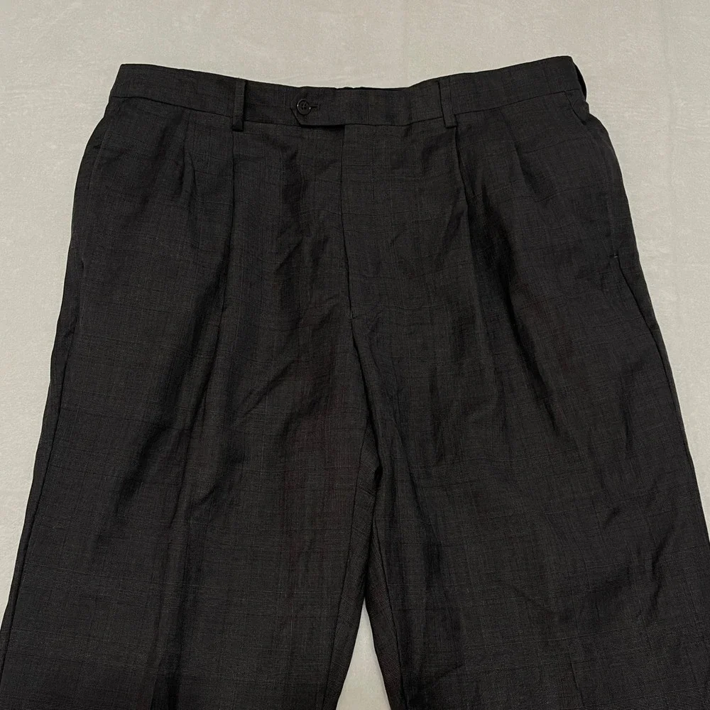 Jos A Bank Mens Wool Dress‎ Pants Charcoal Grey Pleated Classic Fit 37x32 Office